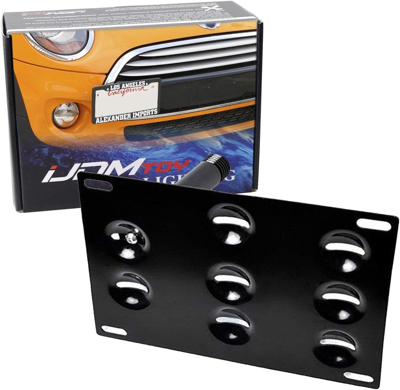 iJDMTOY No Drill Front Bumper Tow Hook License Plate Mounting Bracket Adapter Kit Compatible with Mini Cooper 3rd Gen F55 F56 Cooper Hardtop/Hatch