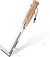WORKPRO 12" Stainless Steel Crack Weeder - L-Shaped Crevice Tool with Beech Wood Handle for Sidewalks, Patios, Gardens & Moss Removal
