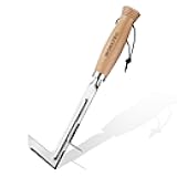 WORKPRO Crack Weeder, 12" Stainless Steel Crevice Weeding Tool with Beech Wood Handle, L-Shaped Side-Walk Weed Puller Spatula, for Garden Lawn Yard Patio Terrace Paving Moss, Small Gardening Tool