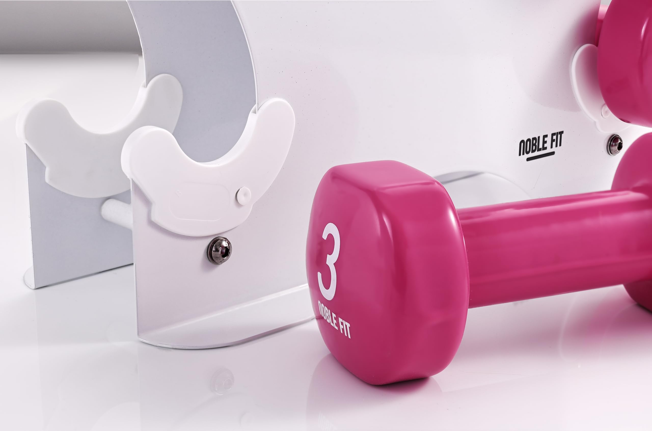 Kurzhantel Set 12 kg mit Ständer – Hantelset für Damen & Anfänger – 2x1 kg 2x2 kg 2x3 kg – rutschfeste Vinyl Hanteln – Fitness Zuhause Home Workout inkl. 60 Min. Trainingsvideo