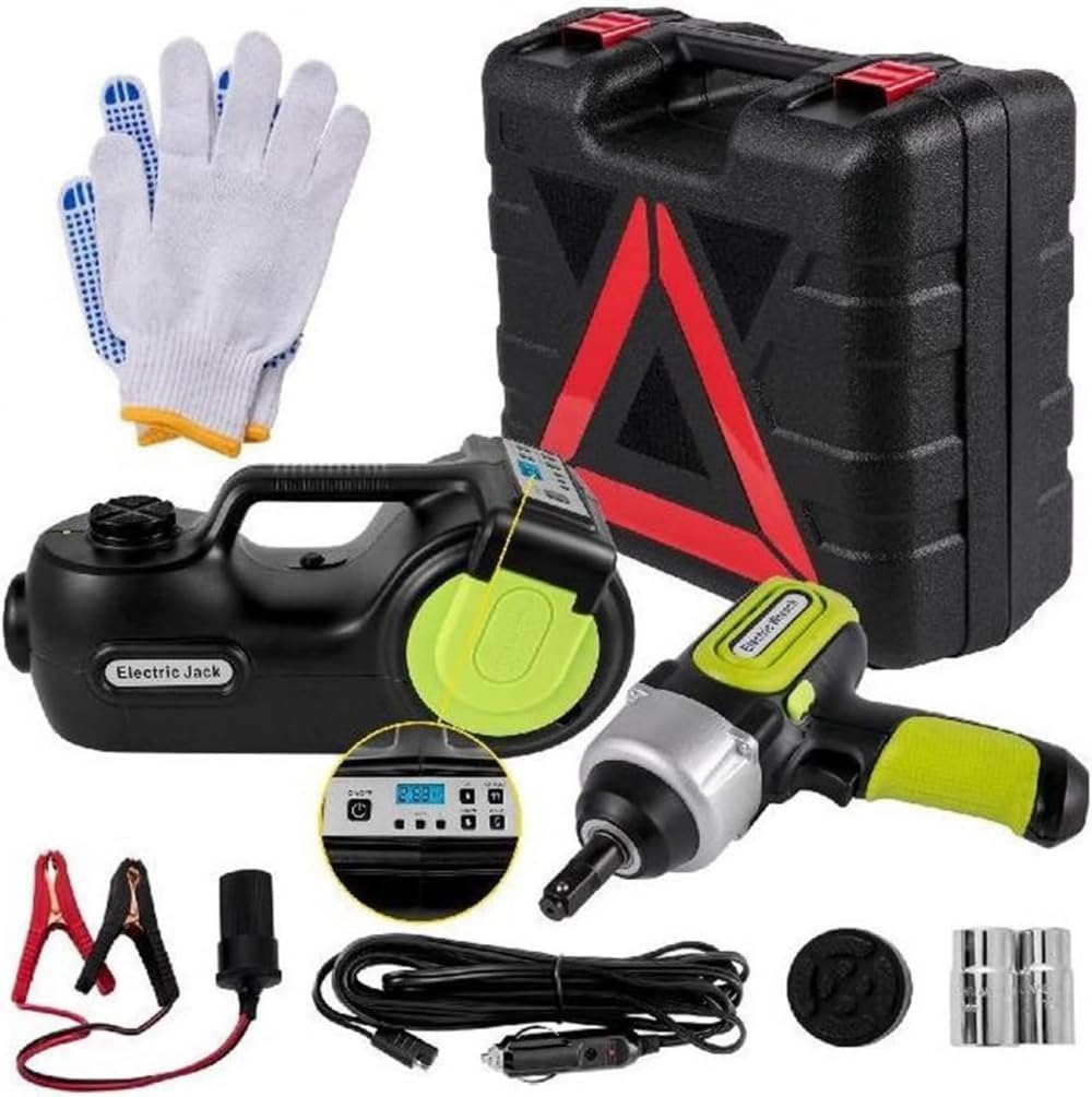 5 Ton 12V Electric Car Jack Kit + Impact Wrench LED Light Portable Hydraulic Jack 15-36 CM Tire Lifting Car Repair Tool