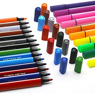 Kids Colour Pens Washable - Water Colour Drawing Pen Set Watercolour Colouring Pens Assorted Colours Marker Pens for Children Drawing & Doodling - 24 Colors