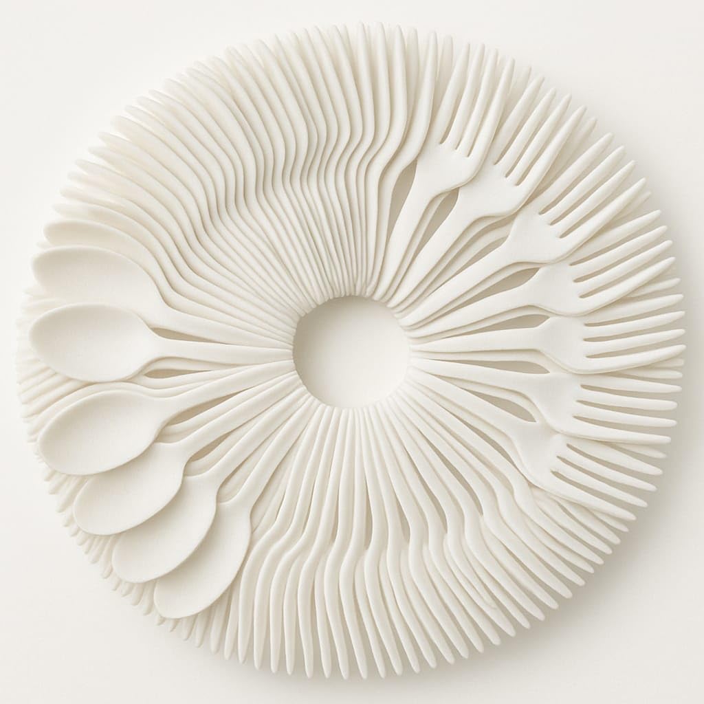 Set 100 Posate In Fibra Di Zucchero - 50 Forchette + 50 Coltelli, Biodegradabili E Riutilizzabili - Foto 5