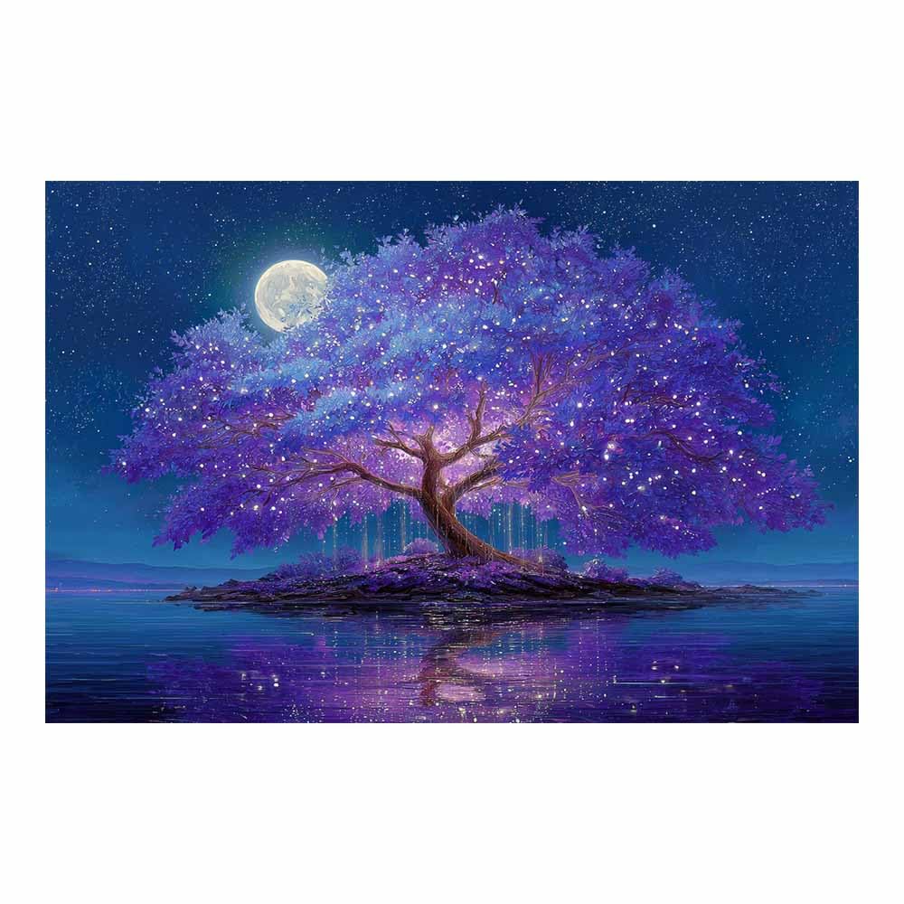 HOQIU Tree Of Life Wall Art Enchanted willows Lights canvas prints, nature wall art, for Bathroom Home Office Decor(Multicolor)-60x80cm Unframed