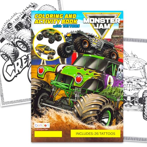 Monster Jam Coloring Book with Tattoos - 48pg Grave Digger Activity Book