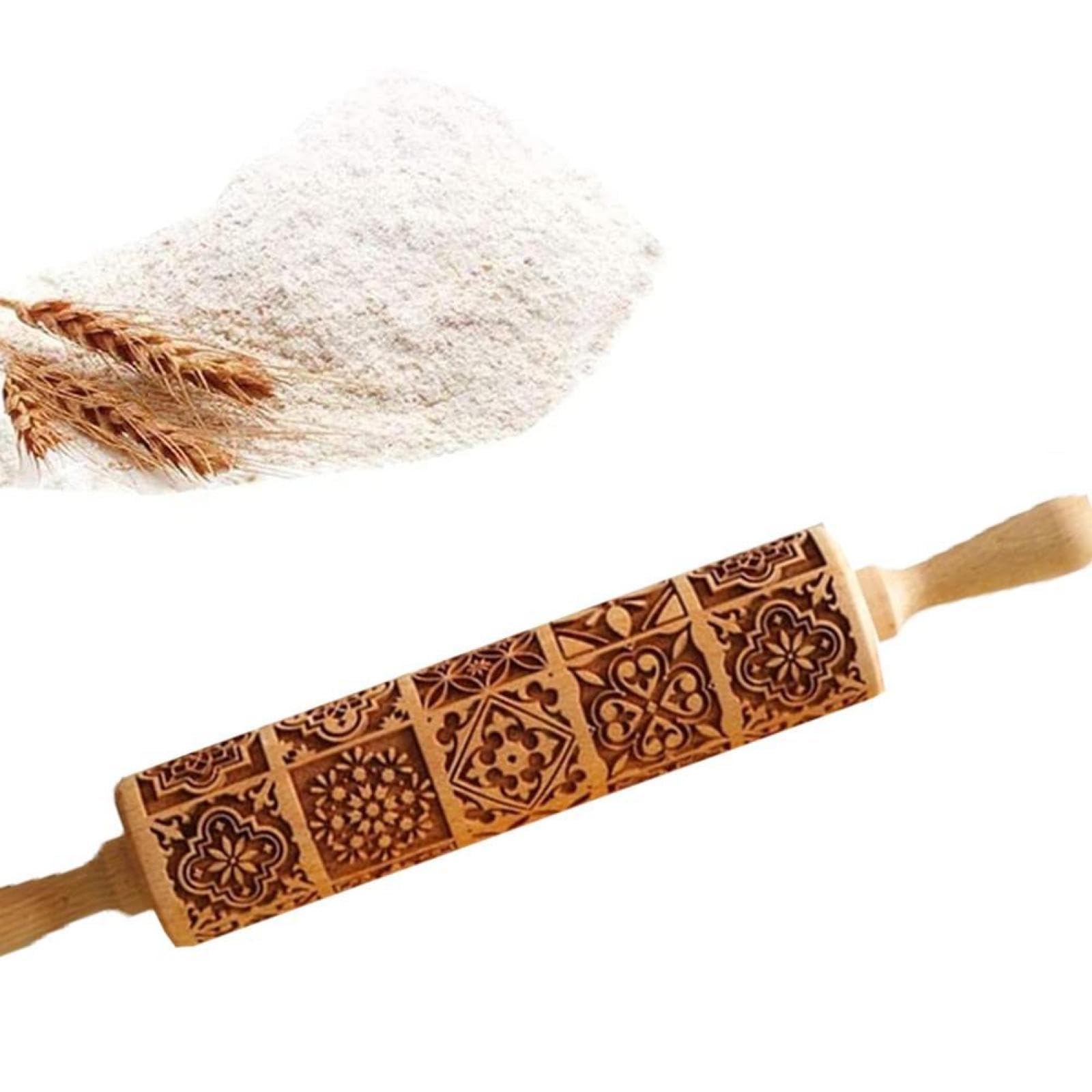 Nudelholz, Nudelholz, exquisites Muster, Holzprägung, Backwerkzeuge