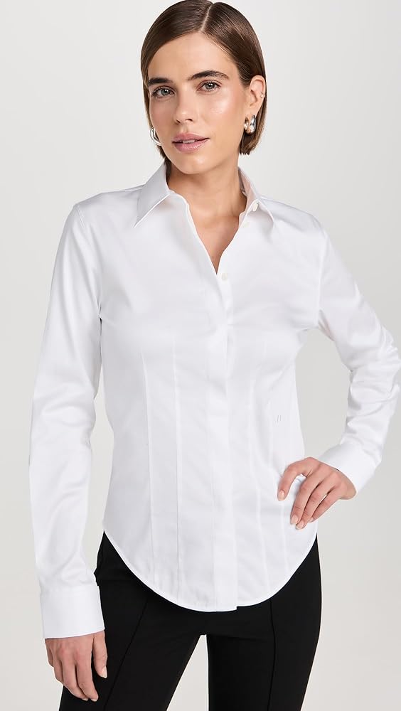 HELMUT LANG シャツ ホワイト Helmut Lang Women's Darted Shirt Stretch, Optic White, XS at