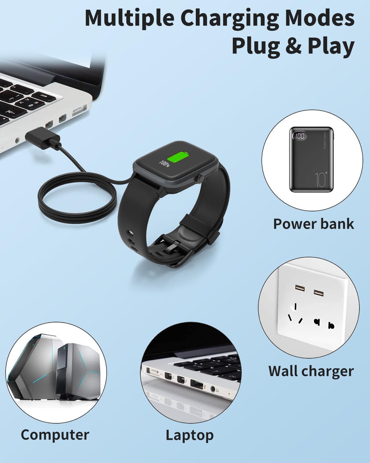 Multiple charging modes for the smartwatch charger