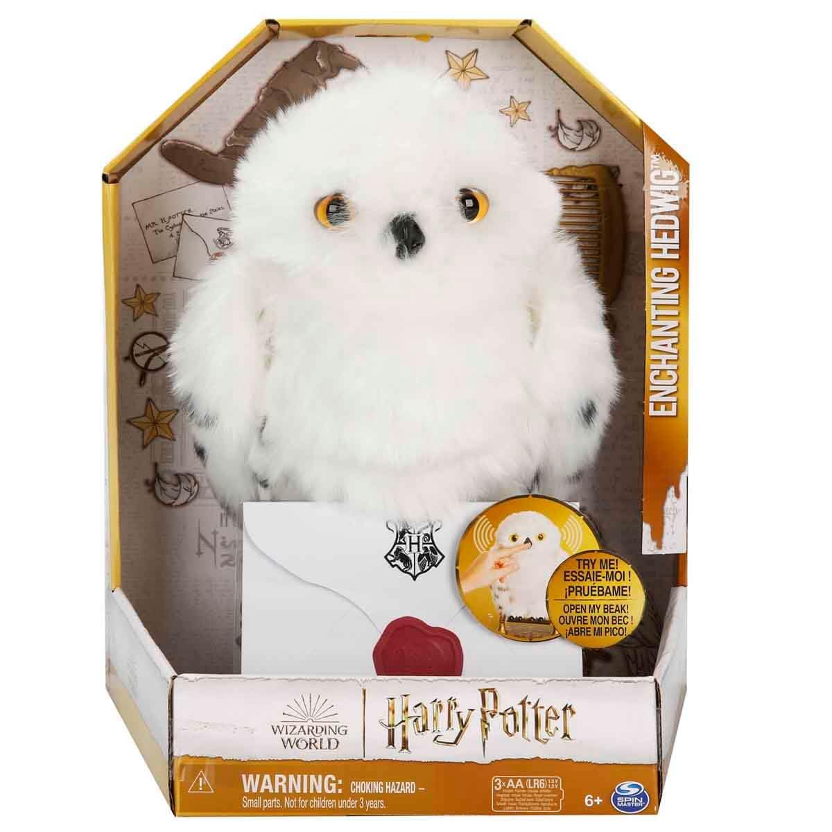 Harry Potter - Interaktive Plüsch-Eule Hedwig mit über 15 Geräuschen und Bewegungen, Spielzeug für Kinder ab 5 Jahren, offiziell lizenzierter Fanartikel, Weiß