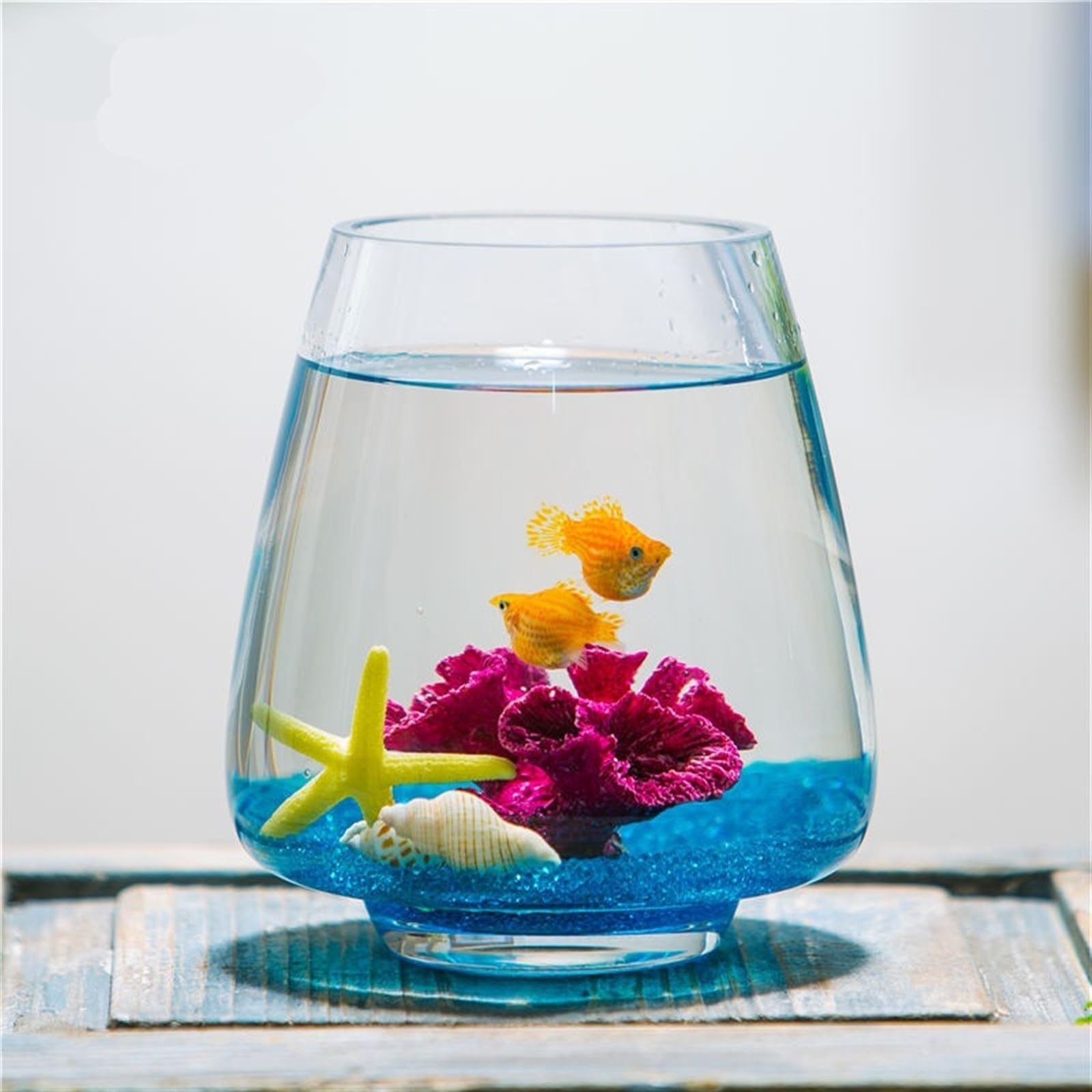 Acuario Tanque de Peces de Cristal Transparente Creativo, Acuario de Escritorio, Sala de Estar, pequeño pez Dorado, Acuario, Oficina, Planta hidropónica Peces Acuario(Grande)