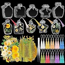 TaoBary 161 Pcs DIY Transparent Dried Flower Bookmark Set Include Clear Bookmarks Dried Flowers Colorful Tassels and Tweezer Handmade Dried Floral Bookmark for Reader Book BottleFresh