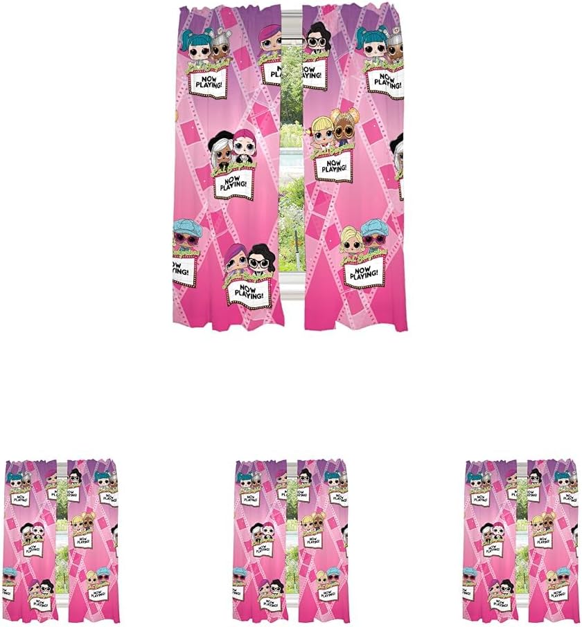 Franco Kids Room Window Curtain Panels Drapes Set, 82 in x 63 in, LOL Surprise (Pack of 4)