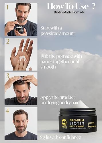 Miniatura 6 de Biotin - Pasta de arcilla con textura de crema mate, crema espesante de alta calidad, sujeción media y soporte para el crecimiento del cabello para