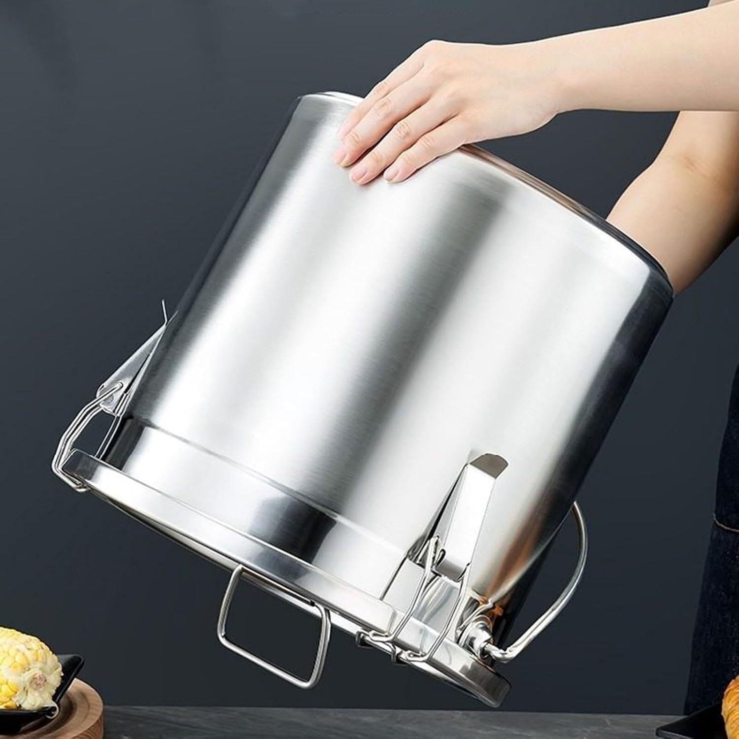 Contenitore ermetico Inox con Coperchio per Farina di Riso e Latte | Acciaio alimentare 304, guarnizione ermetica in silicone, barattolo da cucina impilabile e facile da pulire
