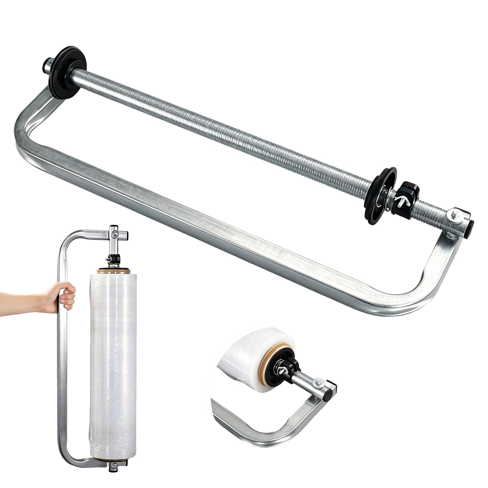 Dévidoir De Film étirable, Distributeur Manuel De Film En Métal Avec Tension Réglable Et Poignée Antidérapante Pour Film De 50cm De Large Pour L'emballage De Colis Bagages Et Objets Volumineux