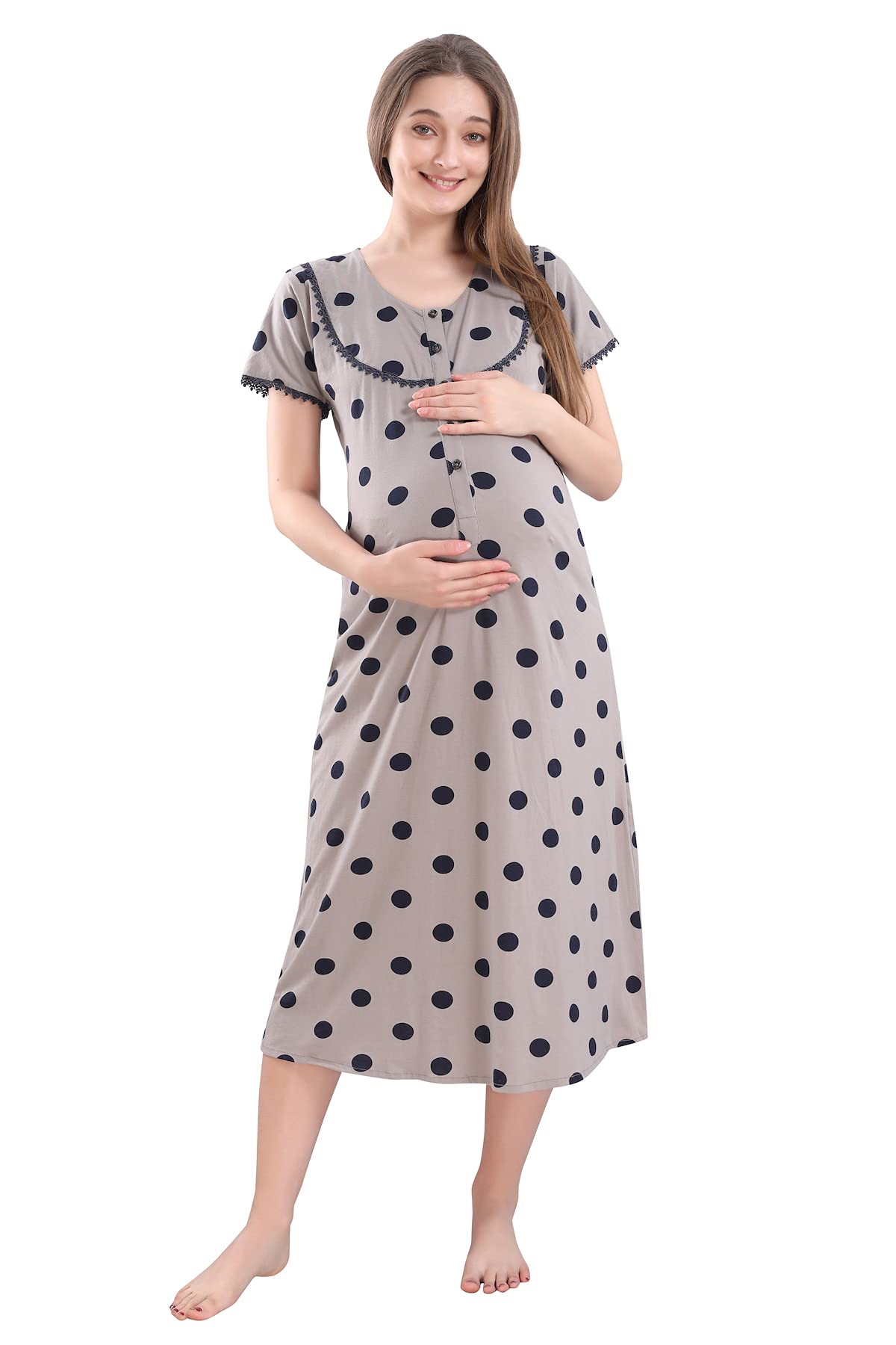 PIUWomen's Indian Cotton Maternity Nighty