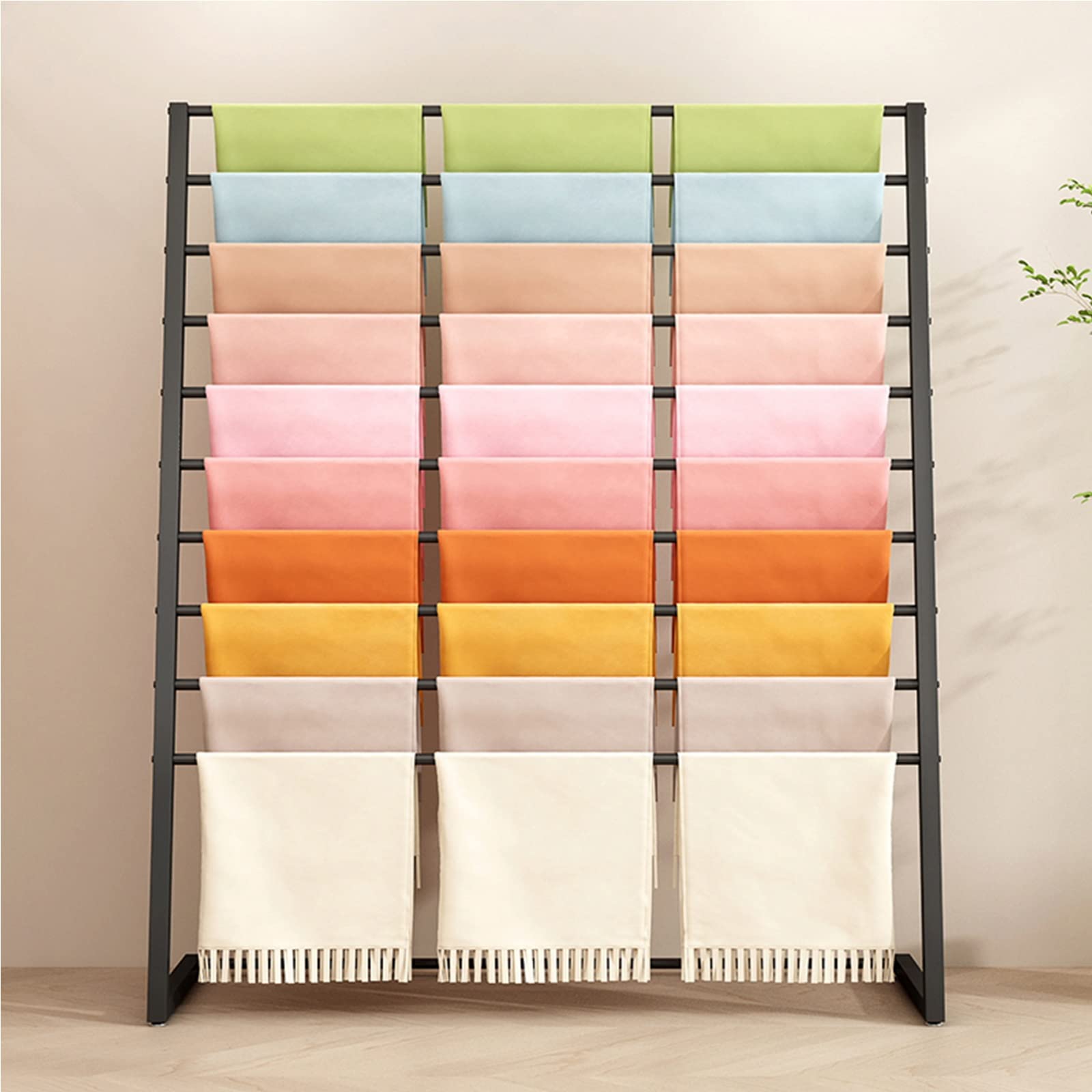 Exhibidor de bufandas de metal para bufandas, corbatas, cinturones e hiyabs - Nizer para bufandas de seda y pantalones de traje, color negro