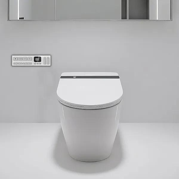 EIYHOME Smart Bidet Toilet,One Piece Bidet Toilet with Auto Open Close, Auto Flush, Foot Sensor Operation, Heated Seat，Warm Water & Dryer，Night Light，LED Display,White Remote Control