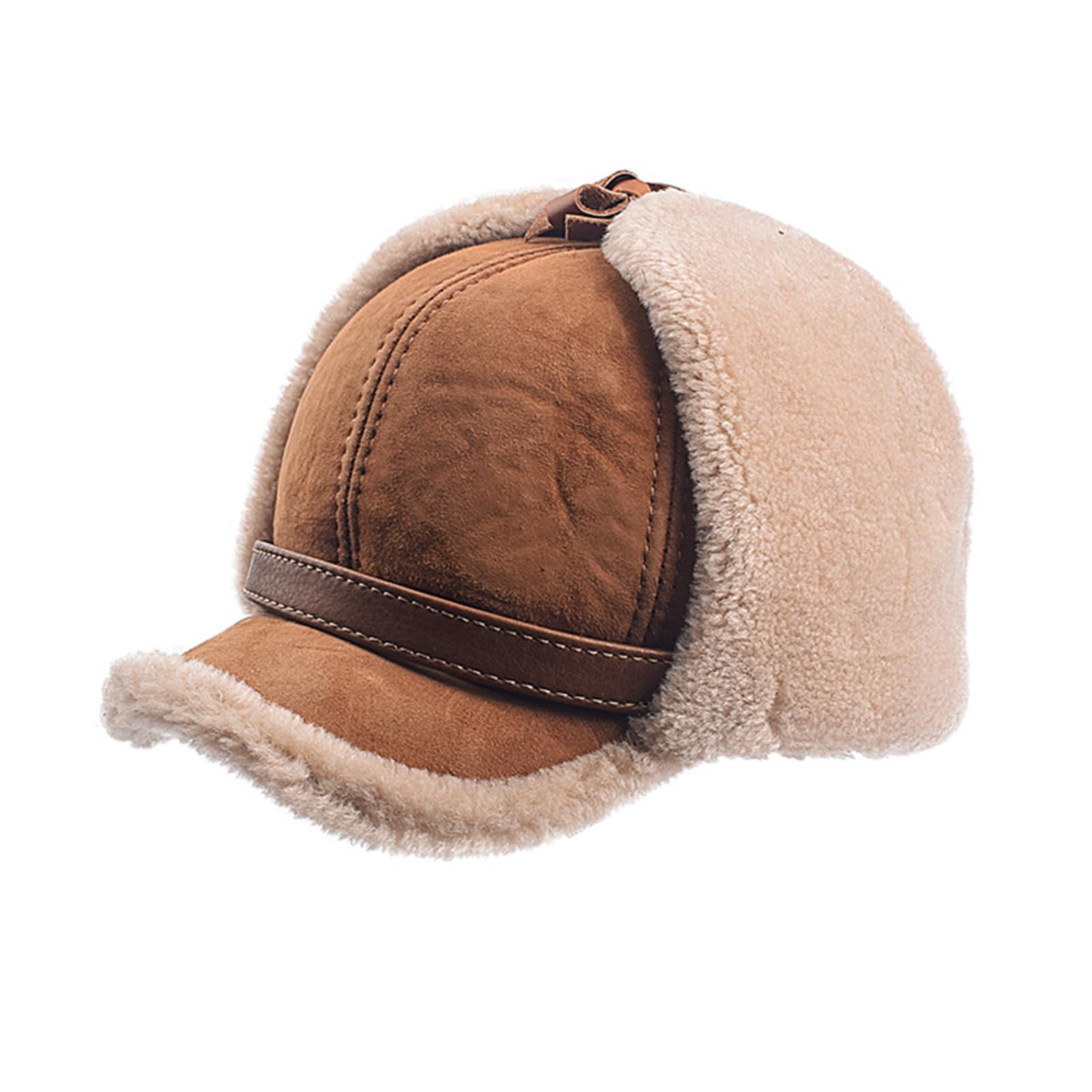 Gorras de lana térmica resistente al viento para adultos, de forro polar, de lana de oveja, gorra de béisbol para invierno, para ciclismo, transpirable, cálido, gorro deportivo