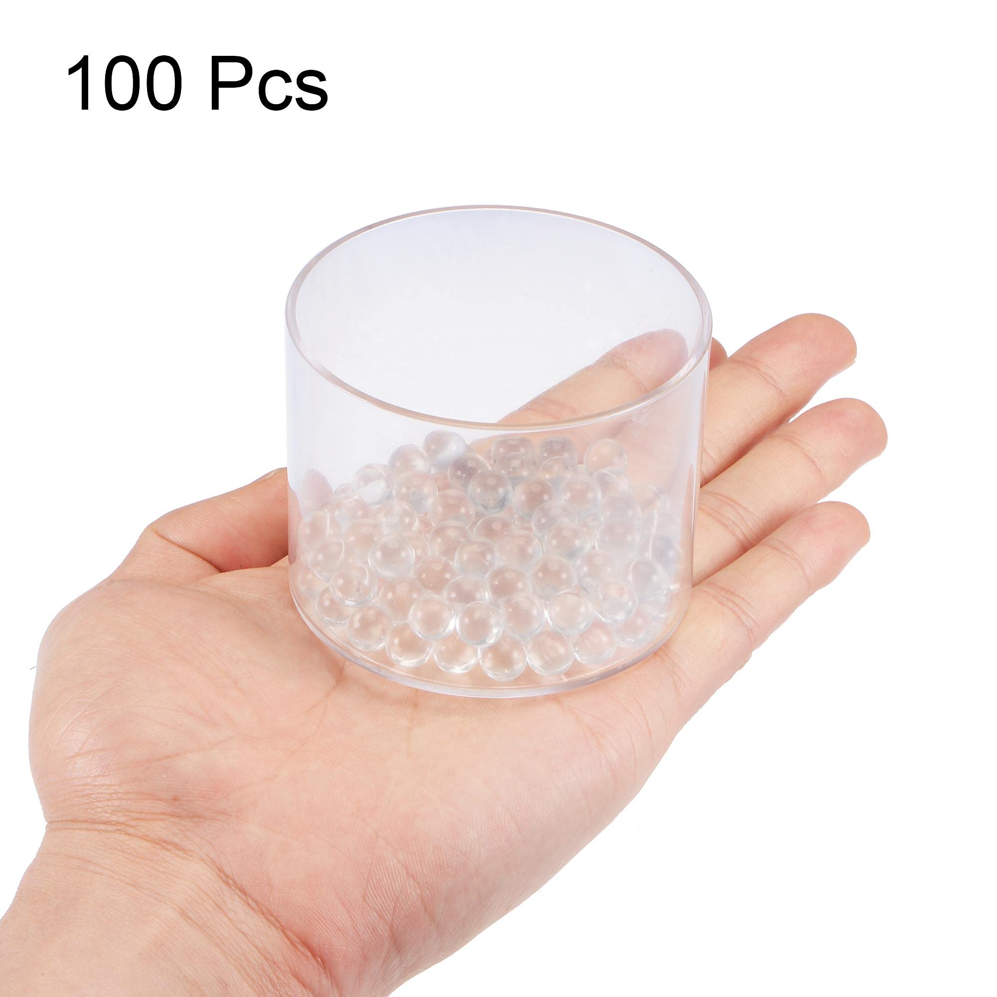 sourcing map 8mm Solide Rond Transparent Verre Bille Bouillantes Pierres Soda Chaux Verre Perles 100pcs