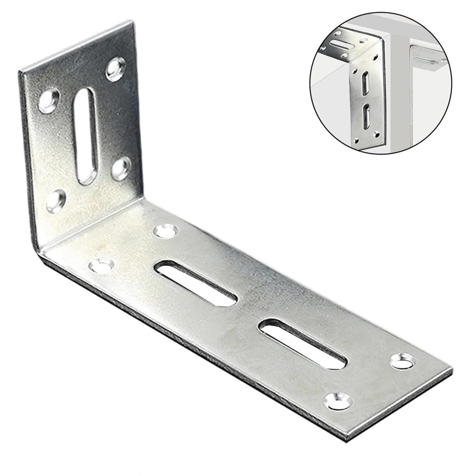 4 Stück L-förmige Eckhalterungen, verstellbare Eckregalhalterungen, robuste Regalstützen, Möbelbefestigung, Verbindungs-Hardware Für Arbeitszimmer und Garagen(Black,80 * 30mm)