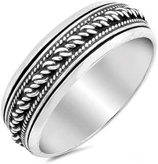 Bali Rope Spinner Wedding Ring New .925 Sterling Silver Band Sizes 6-13
