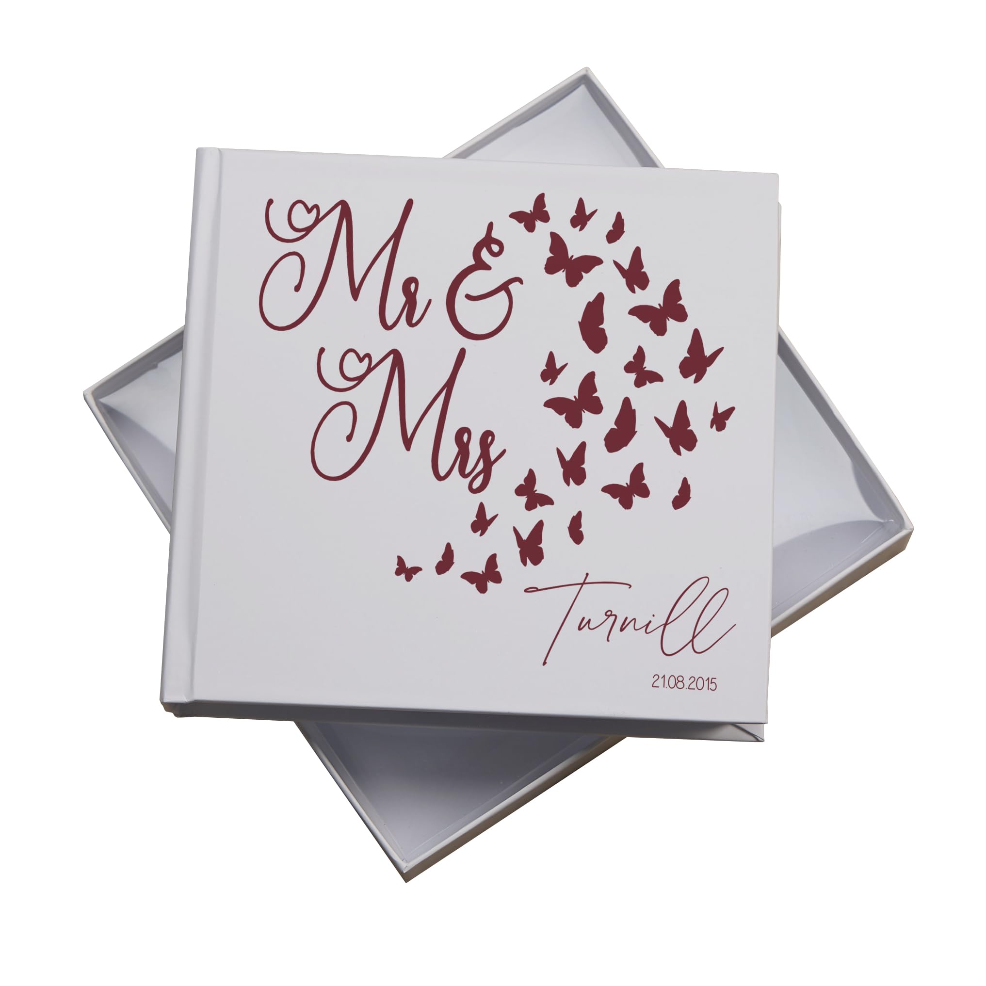 Ukgiftstoreonline White Personalised Wedding Gift Photo Album Keepsake Memories Butterfly Design