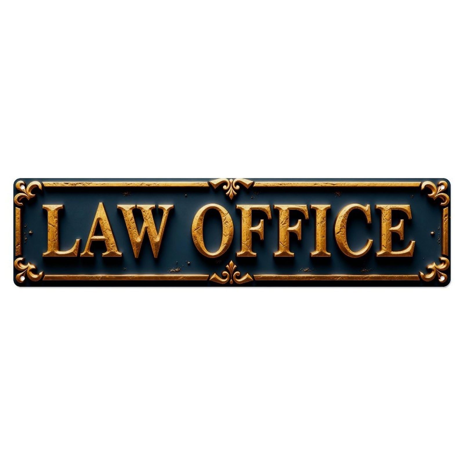 Golden Ornate Law Office Sign Metal Tin Sign Plaque