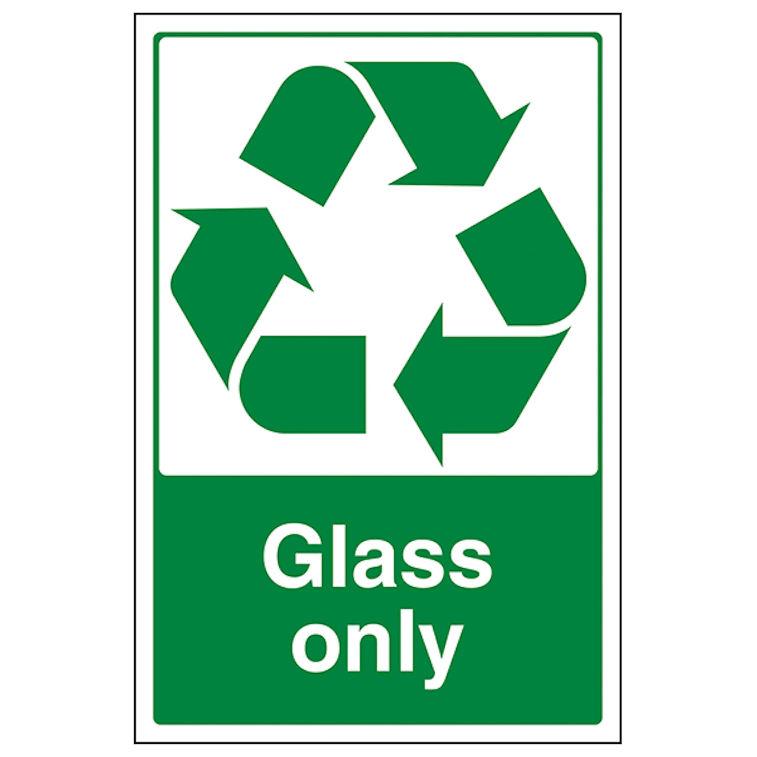 V Safety Glass Only 300 x 400mm - 2mm Rigid Plastic Safety Sign