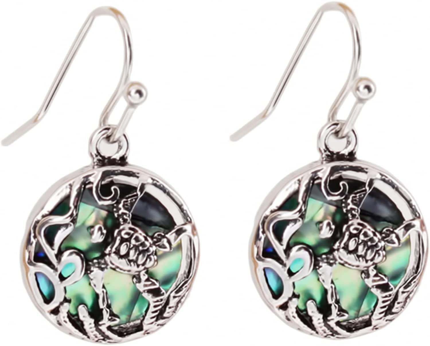 U-M PULABOColorful Abalone Shell Sterling Silver Dangle Drop Earrings for Women Hook Earrings for Weddings Birthday Jewelry Durable