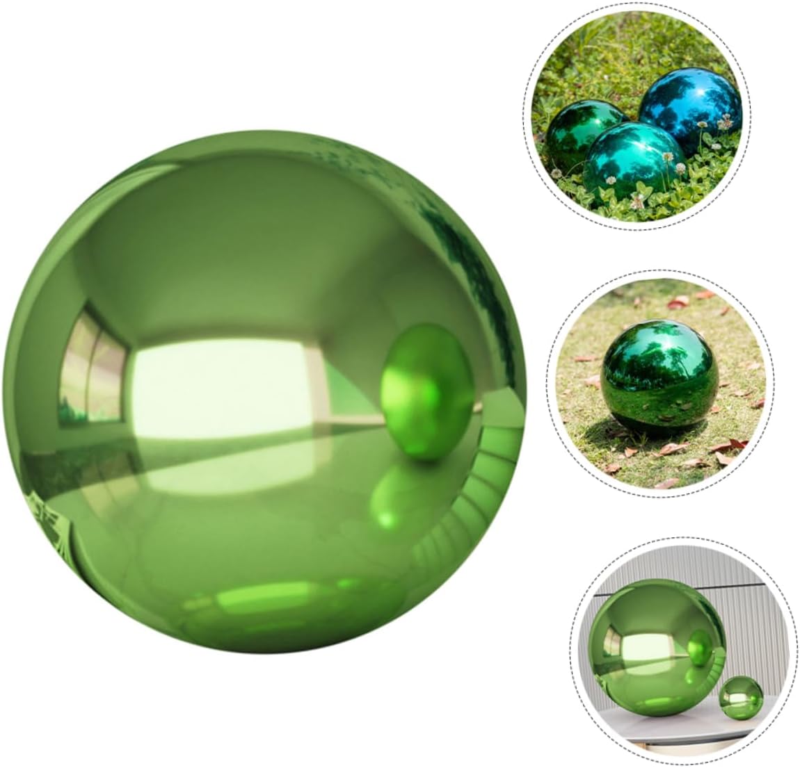 Mirror Finish Garden Ball,Gazing Balls, Gazing Globe Garden Reflection Balling Reflective Garden Spheres Ball Gazing Balls Reflective Ball Metal Outdoor Decor Hollow Ball (Color : Green, Size : 120