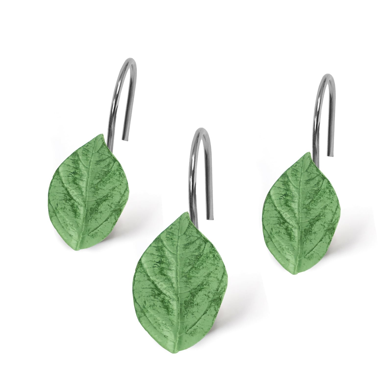 12Pack Leaves Shower Curtain Hooks, Decorative Shower Curtain Hooks, Rust Proof Stainless Steel Shower Curtain Hooks for Bathroom, Bedroom, Home Decor