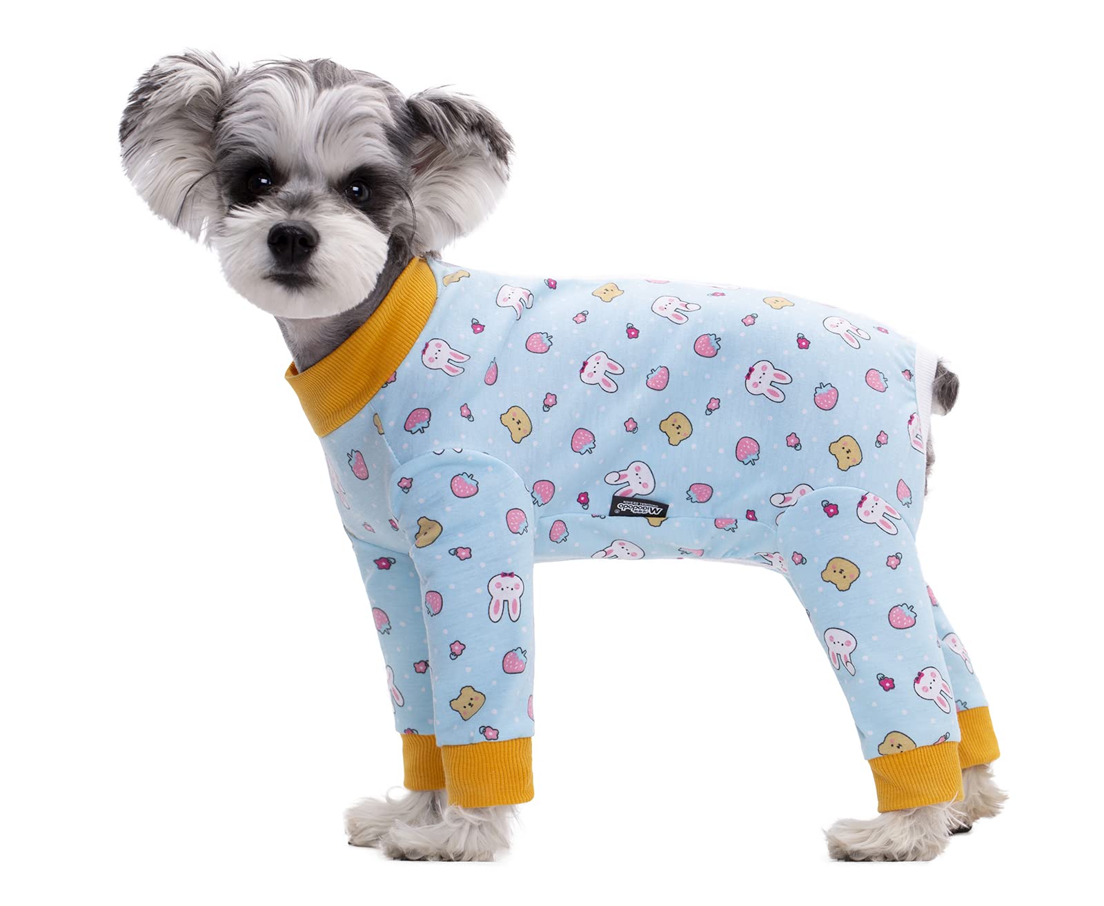 Small Dog Clothes,Elastic Pet Onesie Protect Joints Anti-hair Anti Licking Dog Clothing,Wound Protection Puppy Pajamas Jumpsuit For Small Medium Dogs_S(Blue Rabbits) — image 1