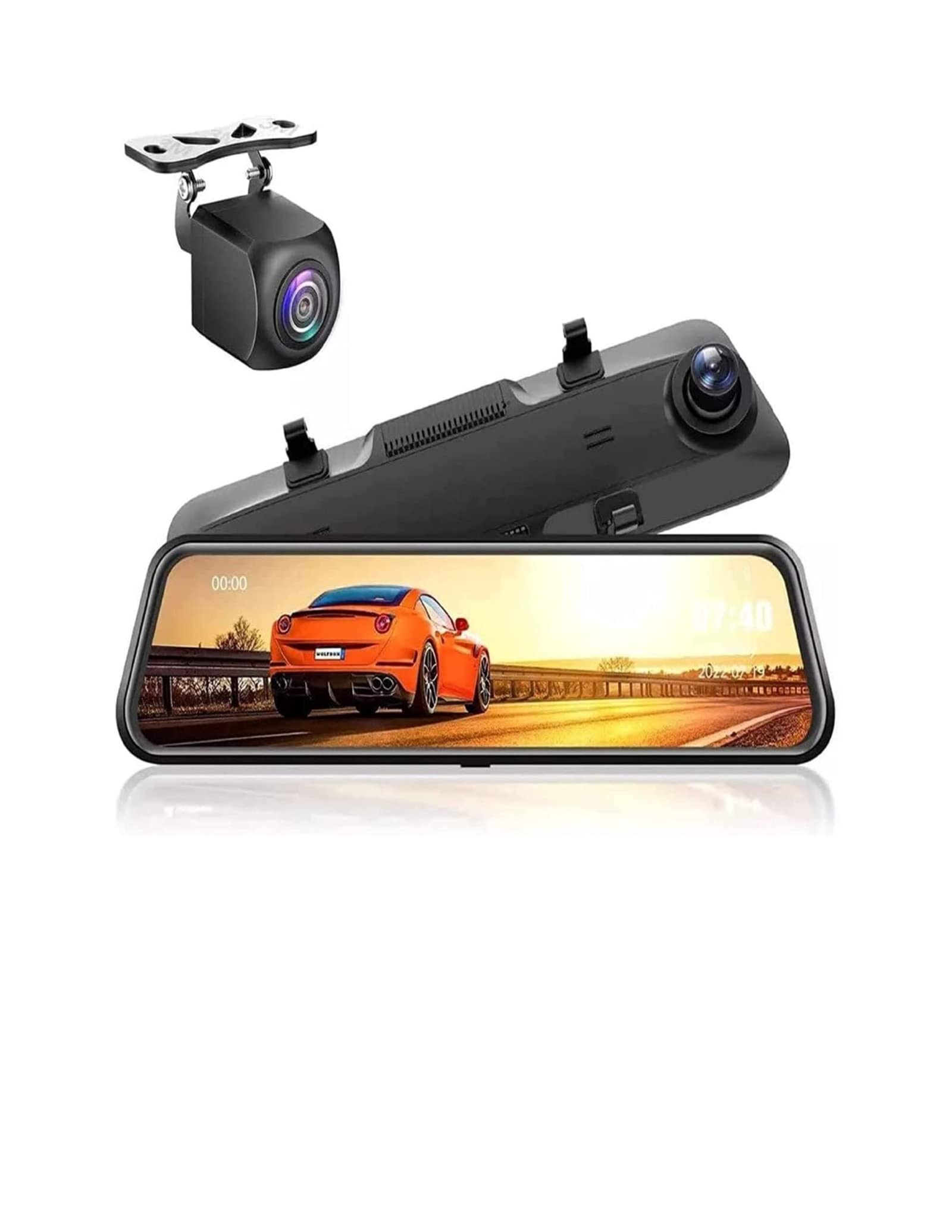 MR SMART Mirror Dash Cam 10" Inch Backup Camera 1080P Front and Rear Camera Full HD with IPS Touch Screen 170° Wide Angle, with Loop Recording, G-Sensor, Parking Assist, Night Vision Waterproof