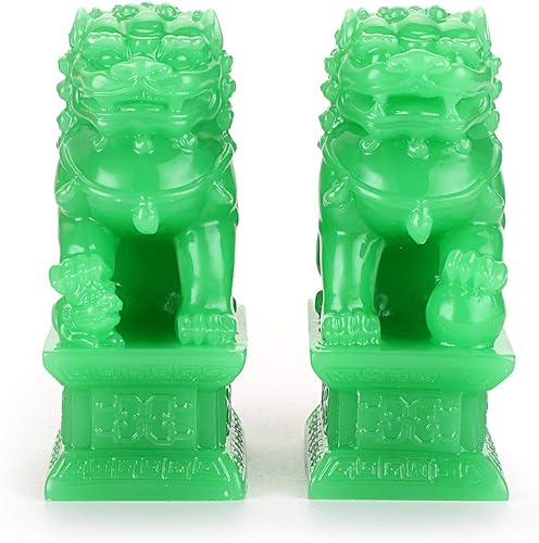 Miniatura 5 de MDLUU Par de perros Fu Foo, leones guardianes, estatuas de león de Feng Shui para caja registradora, escritorio de oficina, inauguración de la casa,