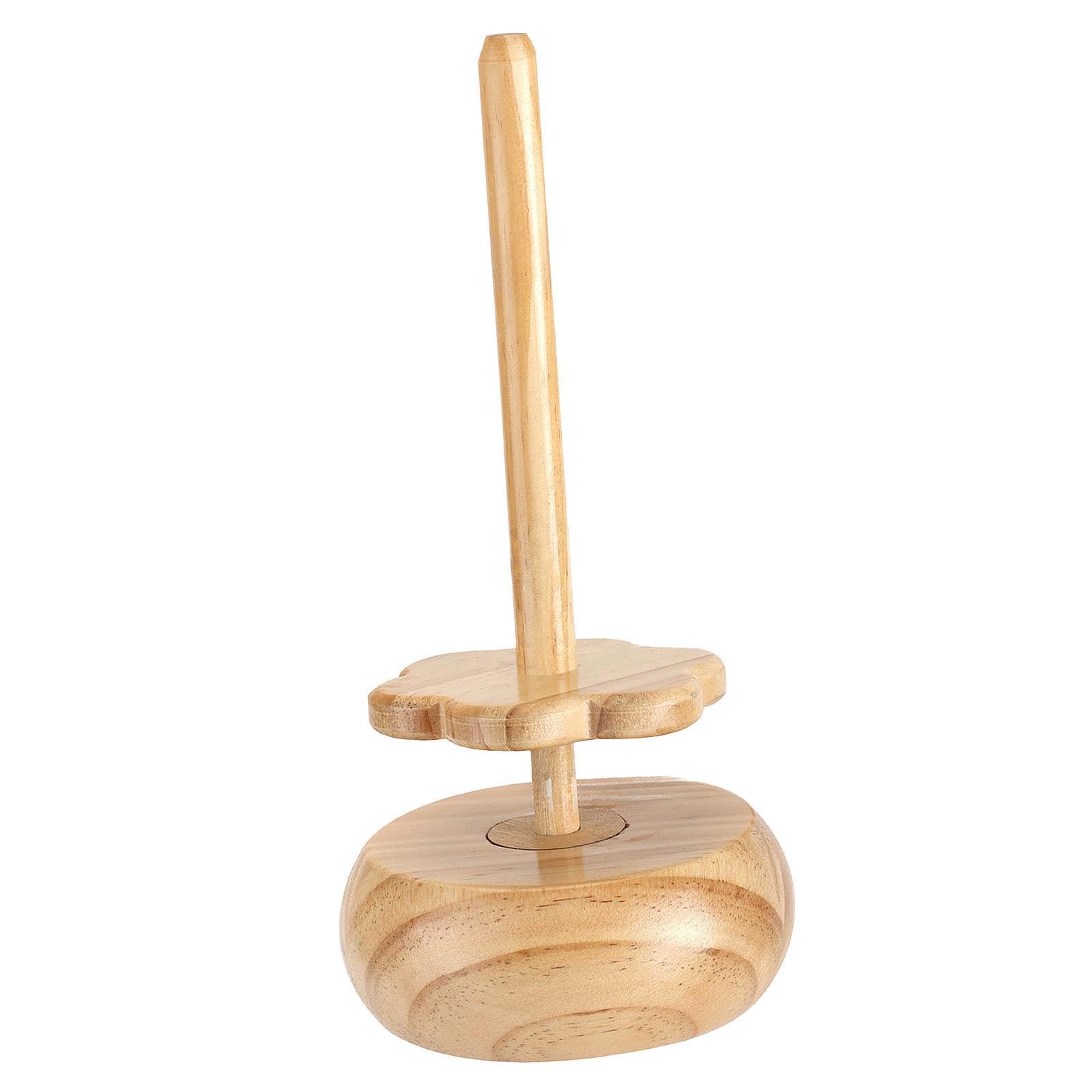 Garnhalter Spindelspender Garnspinner für Häkeln und Stricken Aufbewahrungsbox mit Deckel- Holzfarbe