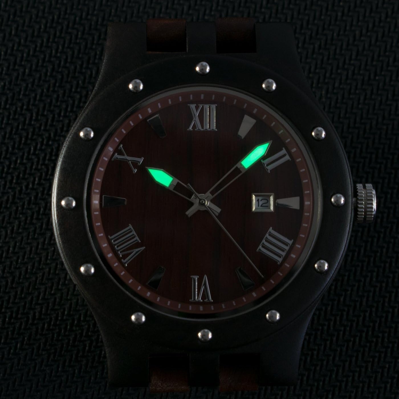 BEWELL - Reloj de pulsera de madera para hombre, hecho a mano, con visualización de fecha, analógico, de cuarzo,