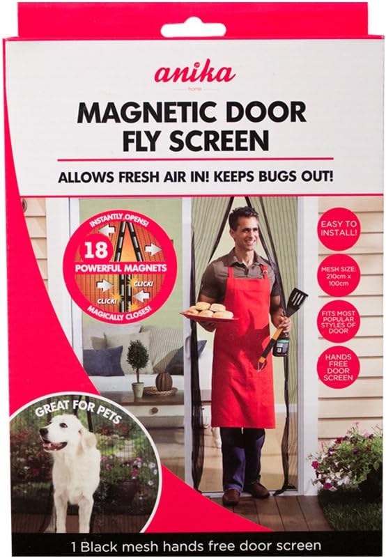 Anika 210cm x 100cm Magnetic Door Mesh, Black