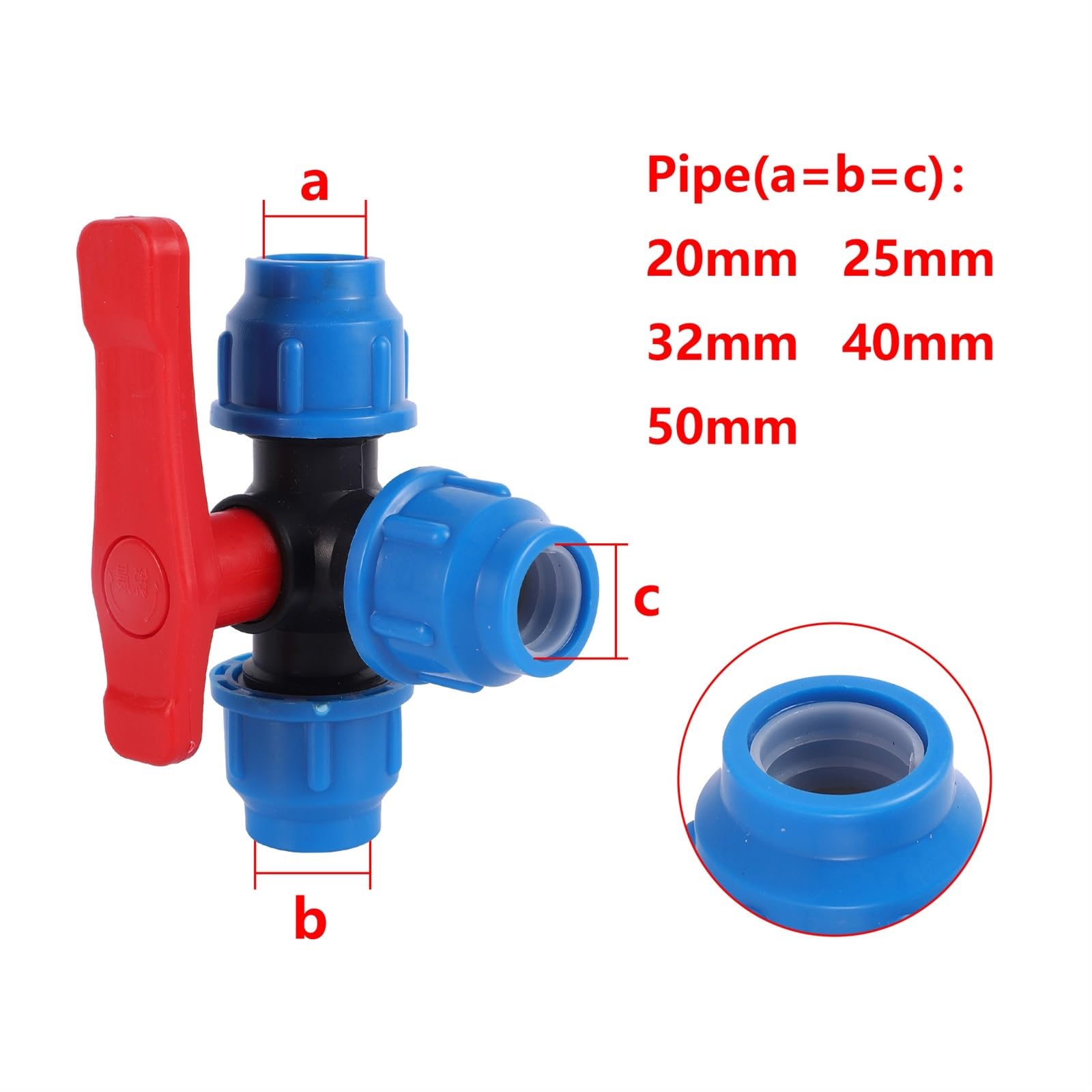 Desviador rápido de válvula de bola de plástico para jardín, hogar, PVC, polietileno, 40 mm, accesorios de tubería de agua para riego de césped, duradero y fácil de instalar