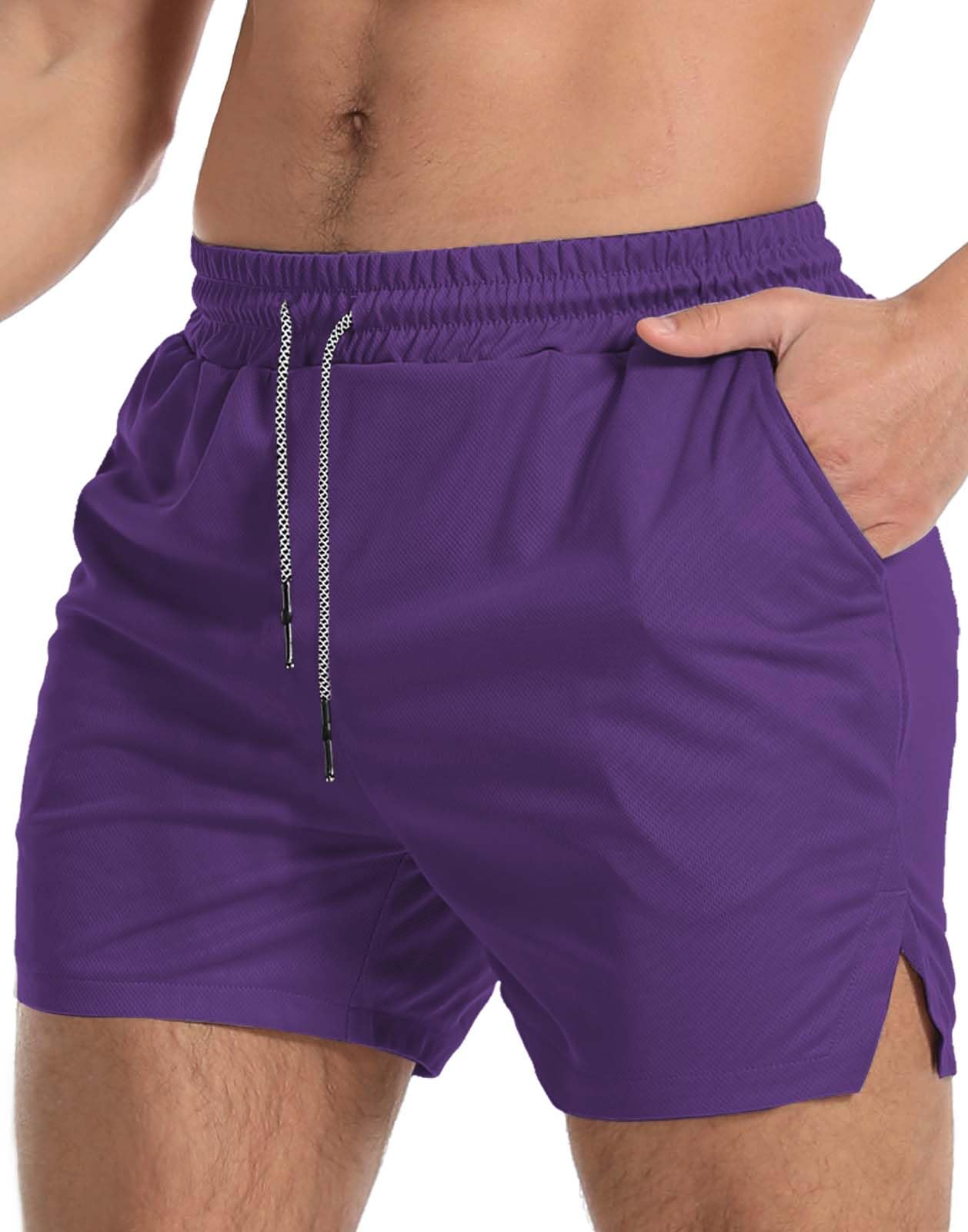Aolesy Men's Gym Workout Shorts 5"/7"/10" Lightweight Bodybuilding Athletic Shorts Running Training with Zip Pockets