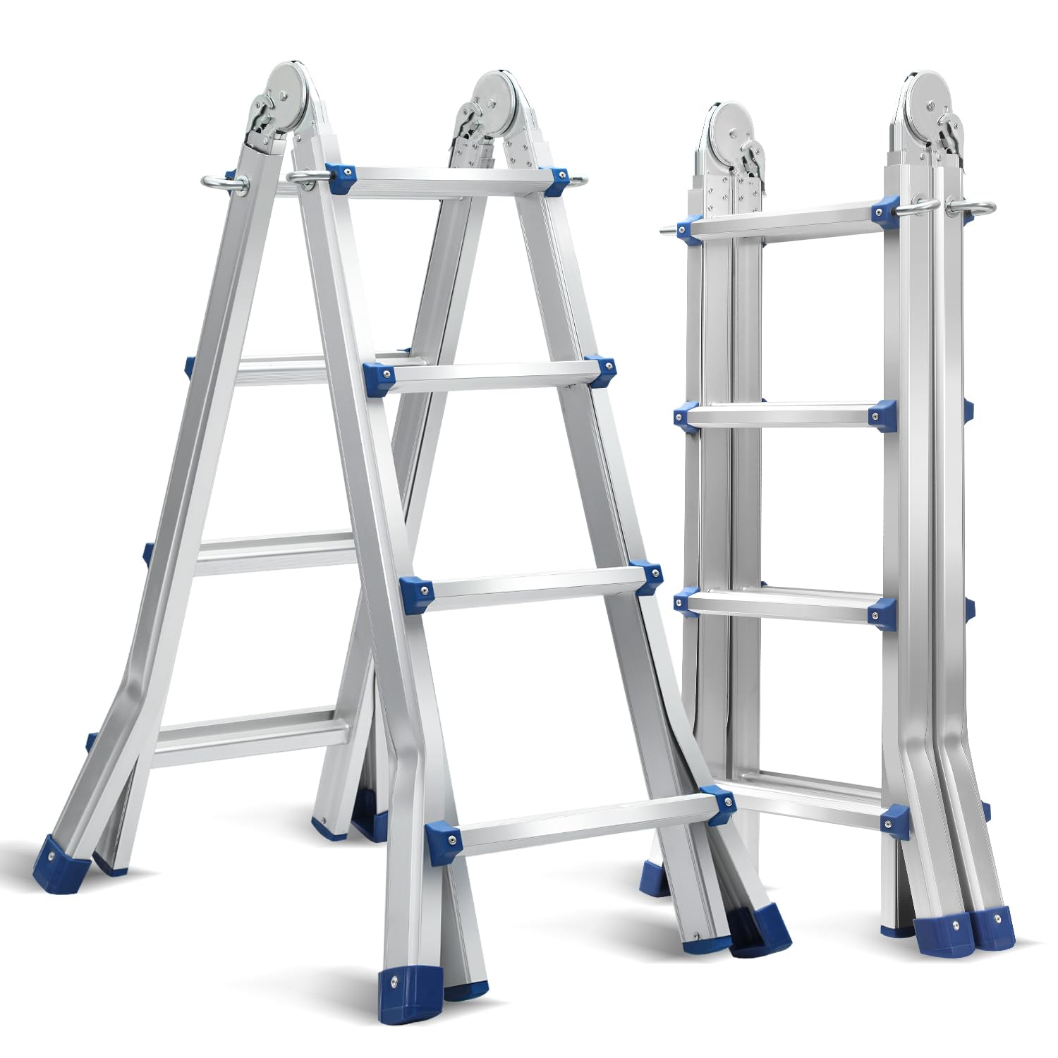 Daromigo Scala telescopica multifunzione, scala 3 in 1, 402 cm, 4 x 4 pioli, scaletta pieghevole, portata massima 150 kg, scala a scorrimento