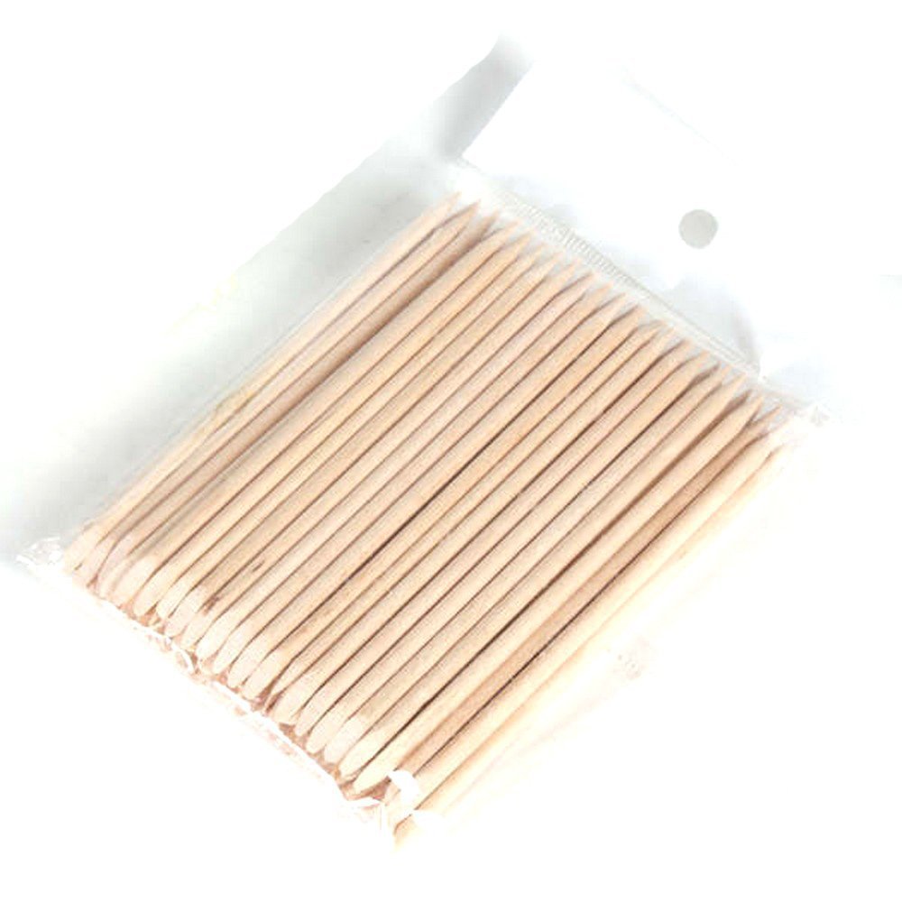 2 Ways Beige Pedicure Manicure Nail Art Tool Wood Cuticle Remover Sticks 50Pcs