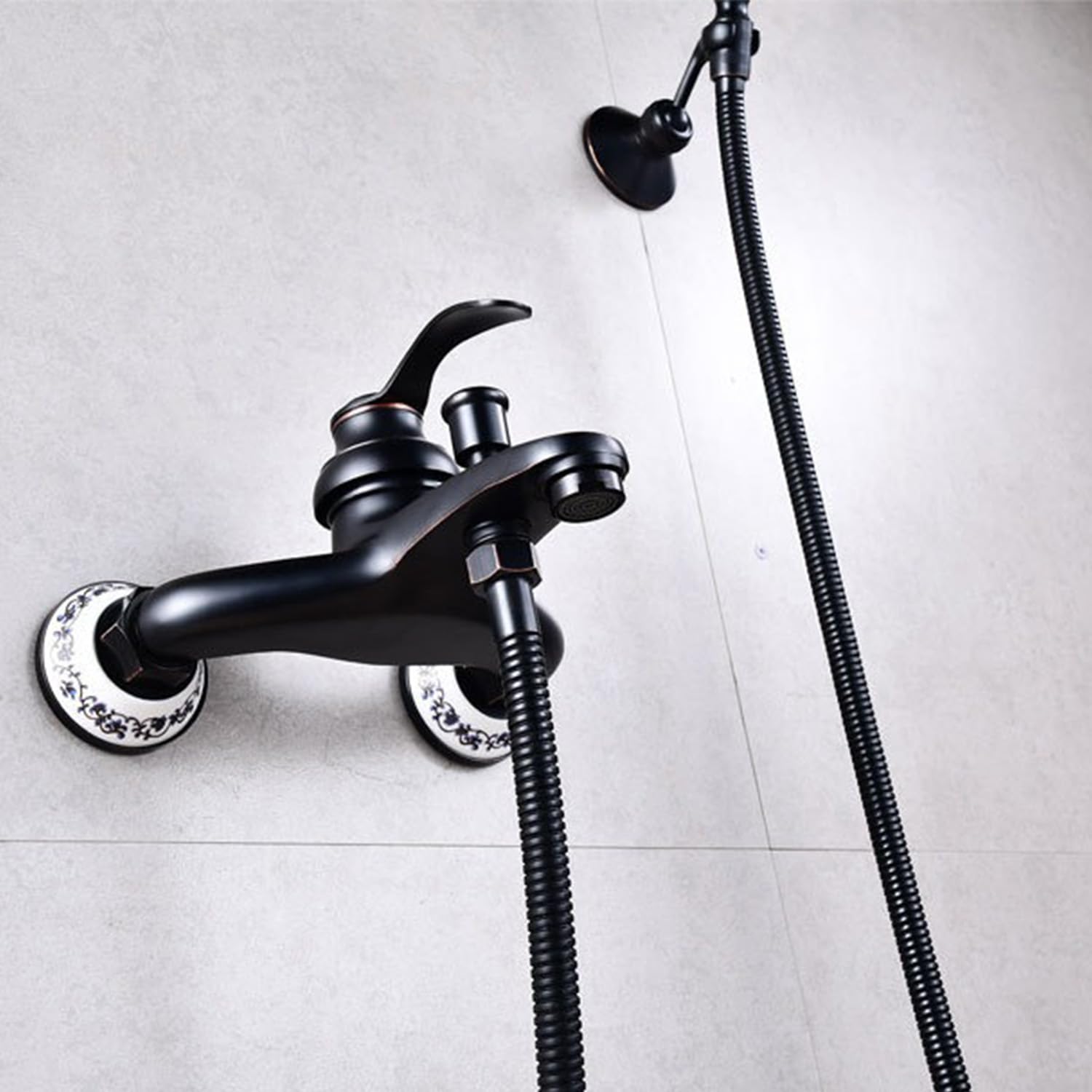 HomeLava Rubinetto per Vasca da Bagno a Parete Miscelatore Ottone Doccia(Nero)