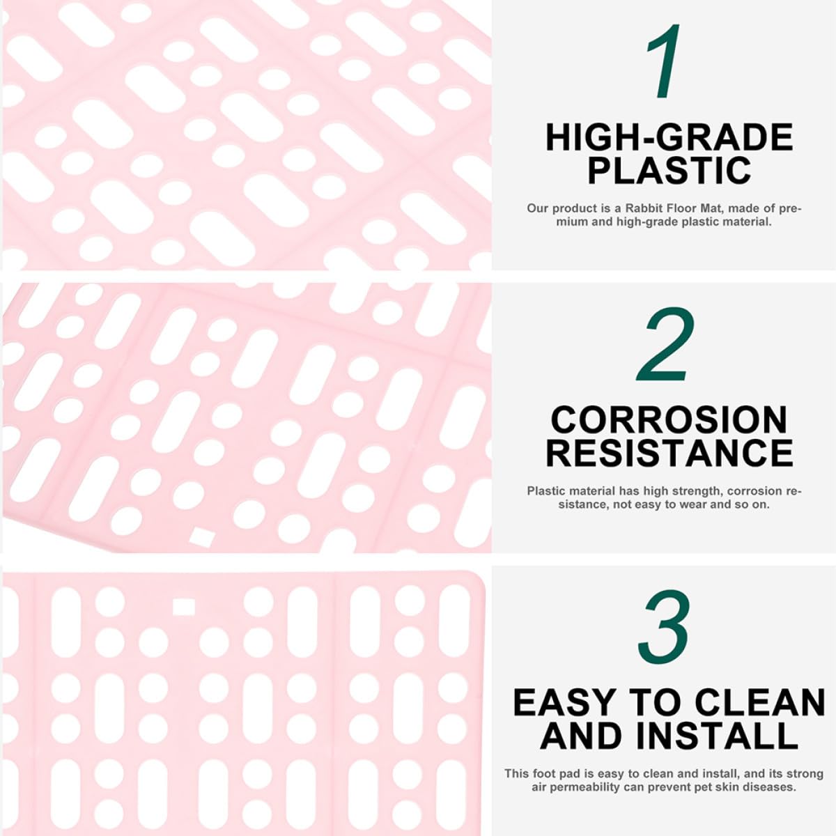 Luxshiny Set di 8 Tappetini Igienici Antiscivolo per Gabbie di Animali Domestici, in Plastica Rosa, Drenanti e Resistenti per Coniglietti e Piccoli Animali, per Gabbie e Doccia