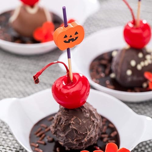 Miniatura 3 de Restaurantware Palillos de dientes de fiesta de 3.9 x 0.7 pulgadas, 1000 pinchos de cóctel desechables, decoración Jack-O-Lantern, puntas afiladas,