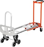 3-in-1 Convertible Aluminum Hand Truck Dolly, 800 lbs Capacity, Stair Climbing Cart with Wheels, Heavy Duty Platform Trolley for Home, Office, Warehouse, Supermarket (Orange+Silver)