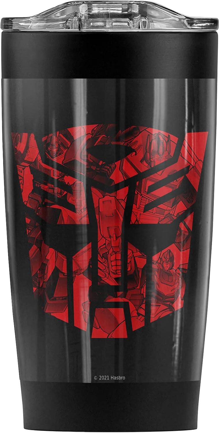 Logovision Transformers Tonal Autobot Stainless Steel Tumbler 20 oz Coffee Travel Mug/Cup, Vacuum Insulated & Double Wall with Leakproof Sliding Lid | Great for Hot Drinks and Cold Beverages