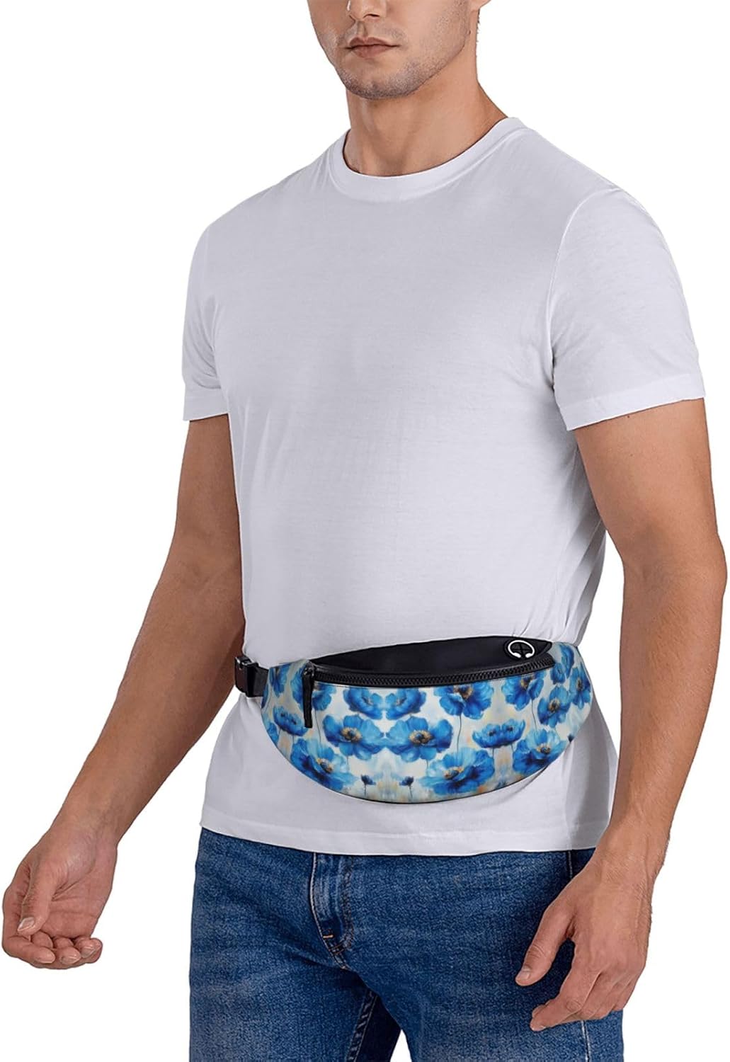 Blue Bloosm Painting Unisex Crossbody Waist Pack Wildflower Adjustable Waist Fanny Pack Flower Trendy Printed Crossbody Bag Tourists - Lightweight Theft-Resistant Bag for Sightseeing 14X35CM 5 61OpIHObeyL. AC SL1500