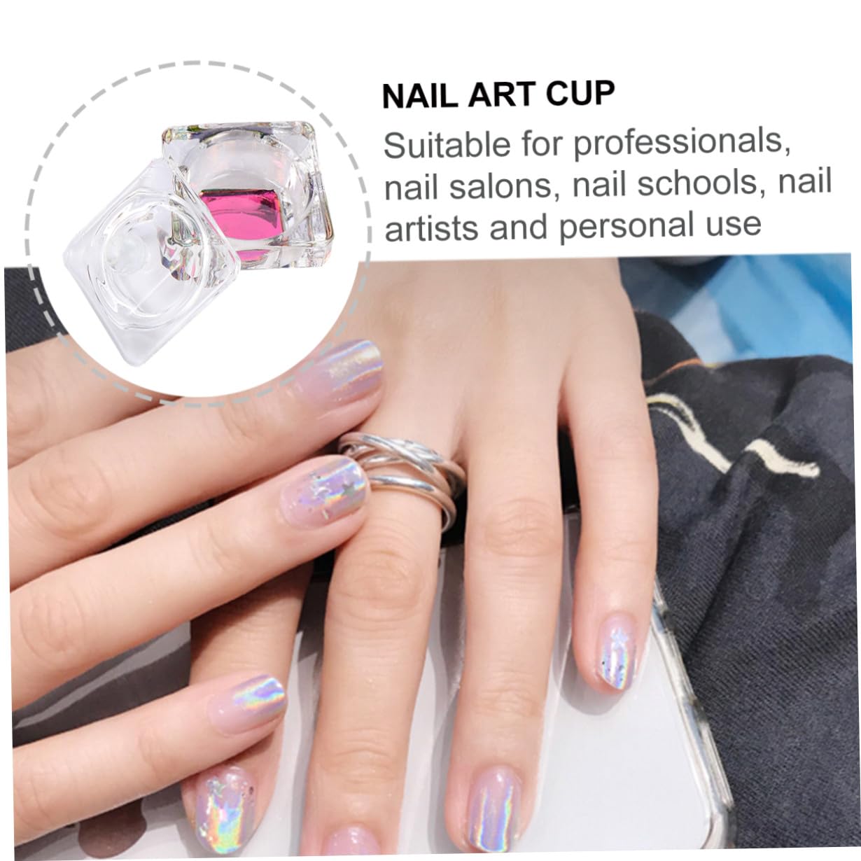 NOLITOY Nail Art Supplies 2pcs Crystal Glass Cup Lid Versatile for Mixing Nail Liquids Present for Nail Art Lovers
