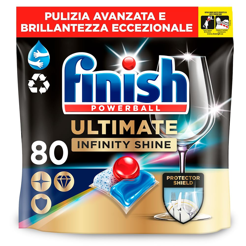 Finish Ultimate Infinity Shine vaatwastabletten, onverslaanbaar tegen hardnekkige vlekken, 80 capsules